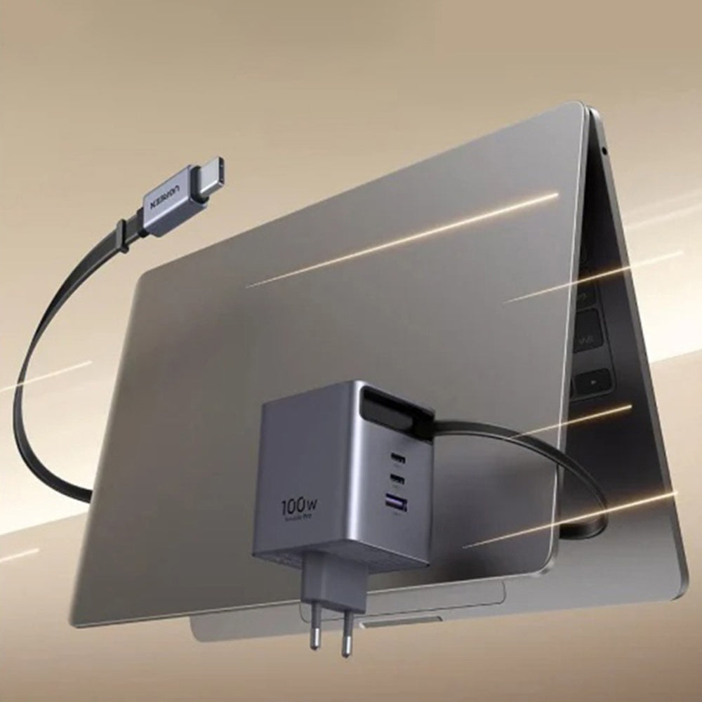 Chargeur secteur avec câble USB-C UGREEN X616 (65828), 100W, 5A, 1 x USB-A - 3 x USB-C, Gris