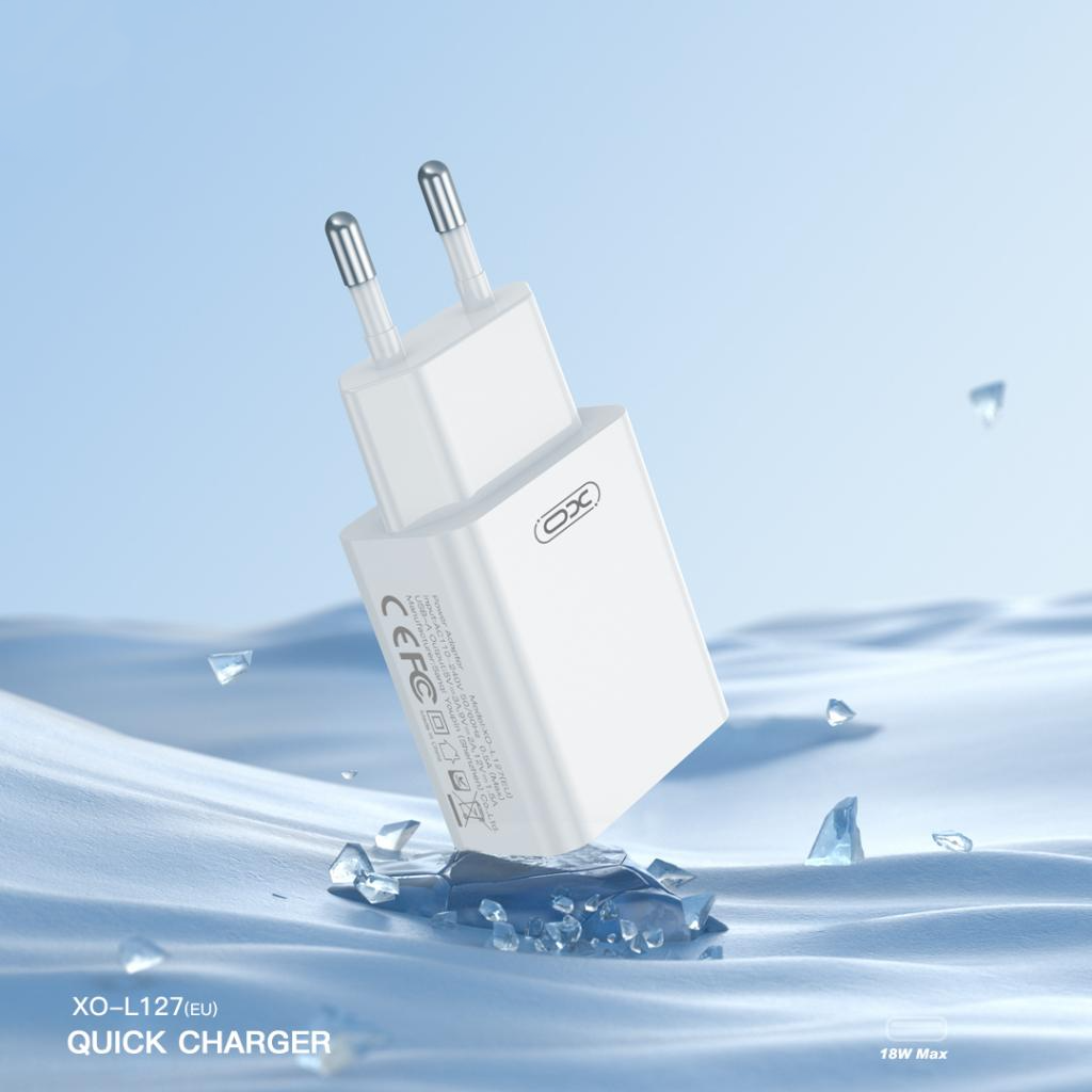 Chargeur secteur avec câble microUSB XO Design L127, 18W, 3A, 1 x USB-A, Blanc