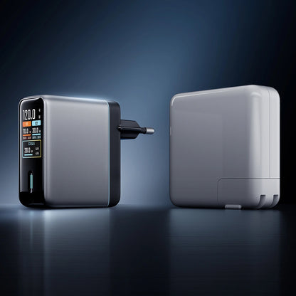 Chargeur secteur avec câble USB-C Cuktech AD1204U Display, 120W, 6A, 1 x USB-A - 2 x USB-C, Argenté