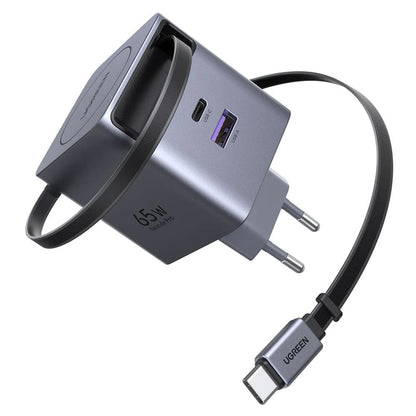 Chargeur réseau avec câble USB-C UGREEN X615, 65W, 3A, 1 x USB-A - 1 x USB-C, Gris
