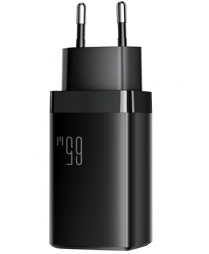 Chargeur secteur avec câble USB-C Joyroom JR-TG10, 65W, 3,25A, 1 x USB-A - 2 x USB-C, Noir