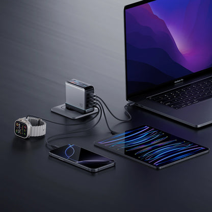 Chargeur secteur avec câble USB-C Cuktech AD1204U Display, 120W, 6A, 1 x USB-A - 2 x USB-C, Argenté