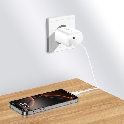 Chargeur secteur avec câble Lightning Tech-Protect NCA20, 20W, 3A, 1 x USB-A - 1 x USB-C, Blanc