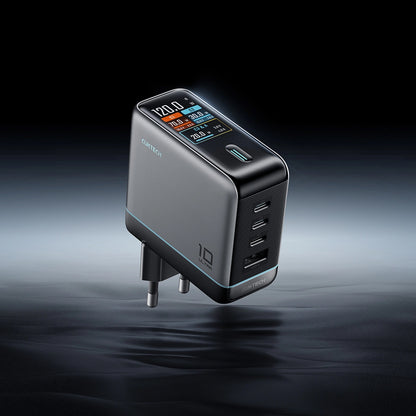 Chargeur secteur avec câble USB-C Cuktech AD1204U Display, 120W, 6A, 1 x USB-A - 2 x USB-C, Argenté