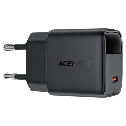Acefast A113 USB-C Network Charger with Display, 20W, 3A, 1 x USB-C, Black