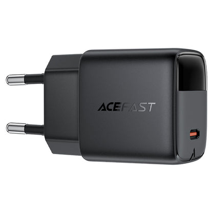 Chargeur réseau avec câble USB-C Acefast A115 Display, 30W, 3A, 1 x USB-C, Noir