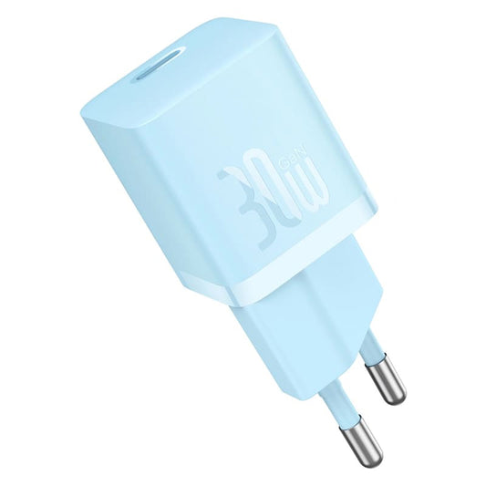 Chargeur Réseau avec Câble USB-C Baseus GaN Mini 1C, 30W, 3A, 1 x USB-C, Bleu P10110902313-00