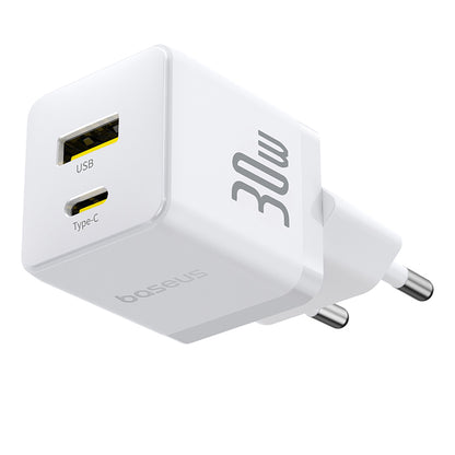 Chargeur Réseau avec Câble USB-C Baseus Palm, 30W, 3A, 1 x USB-A - 1 x USB-C, Blanc P1011160A213-01