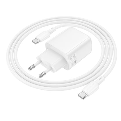 Chargeur réseau avec câble USB-C Borofone BN29 Fuente, 30W, 3A, 1 x USB-A - 1 x USB-C, Blanc