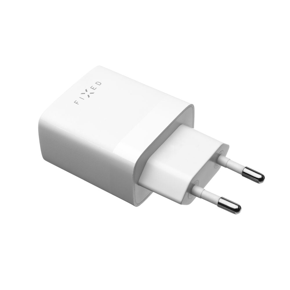 Chargeur réseau avec câble USB-C Fixed, 17W, 3A, 2 x USB-A, Blanc