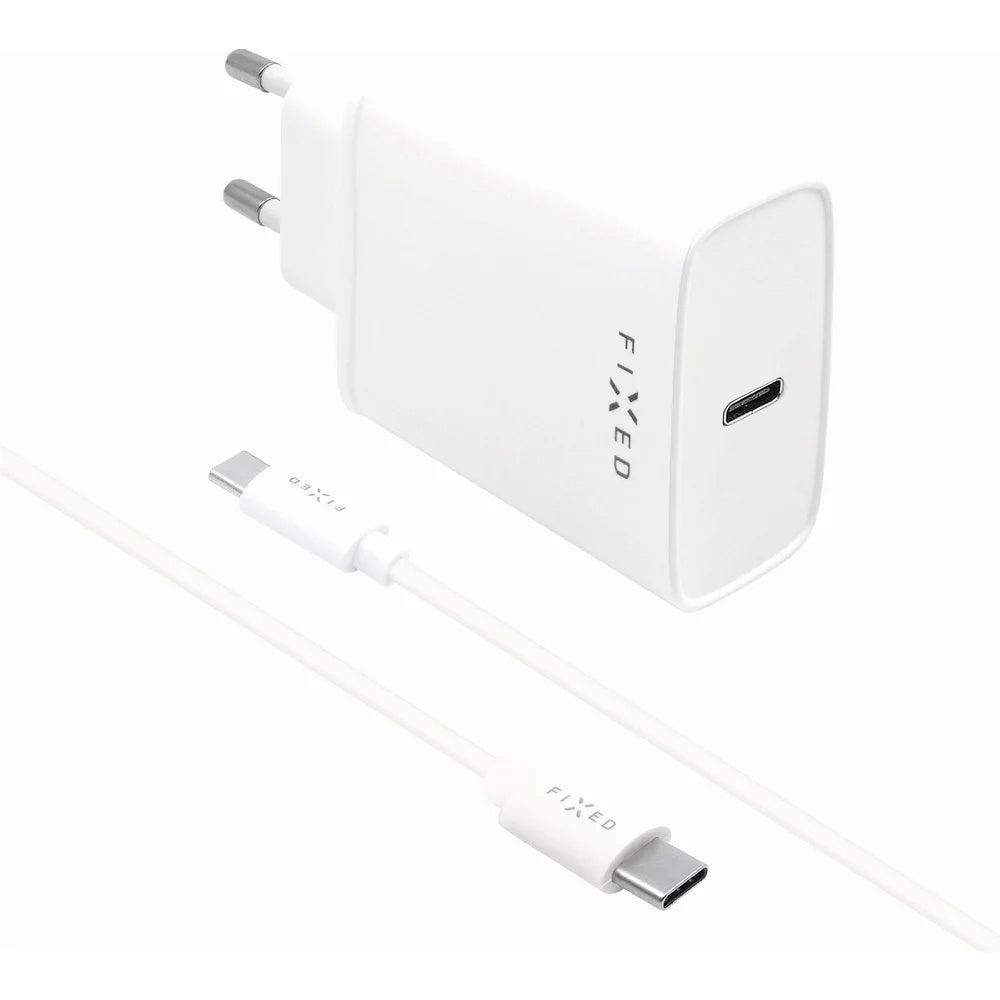 Chargeur réseau avec câble USB-C Fixed, 20W, 3A, 1 x USB-C, Blanc