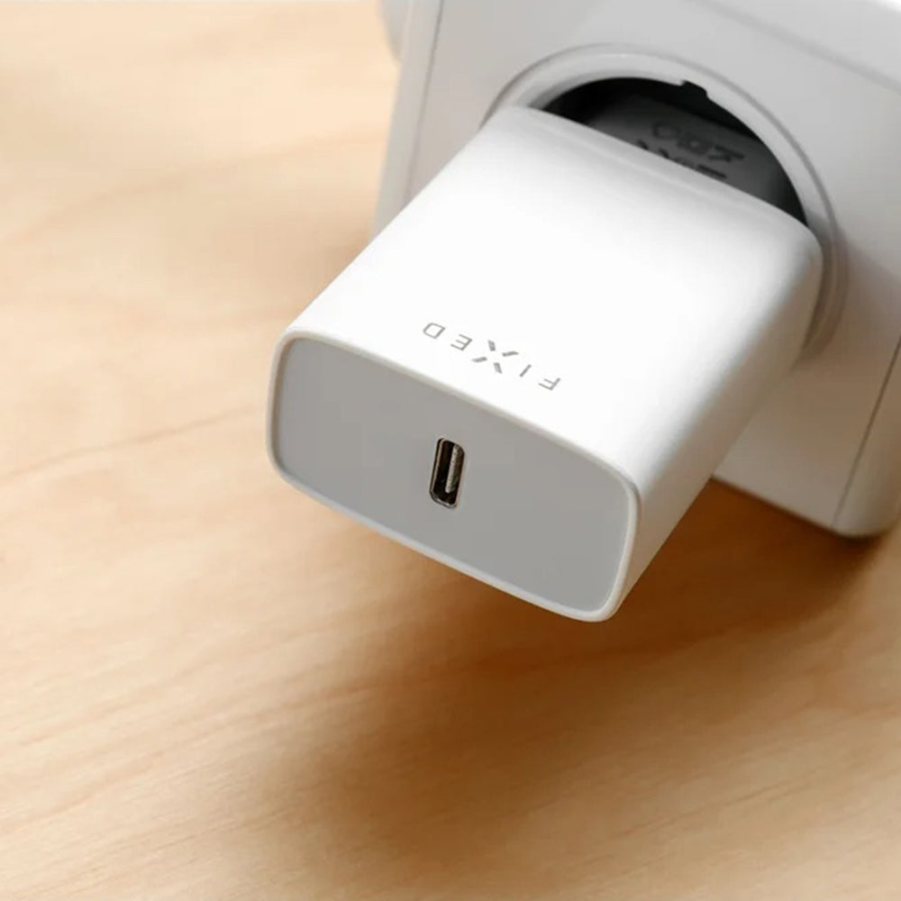 Chargeur réseau avec câble USB-C Fixed, 20W, 3A, 1 x USB-C, Blanc