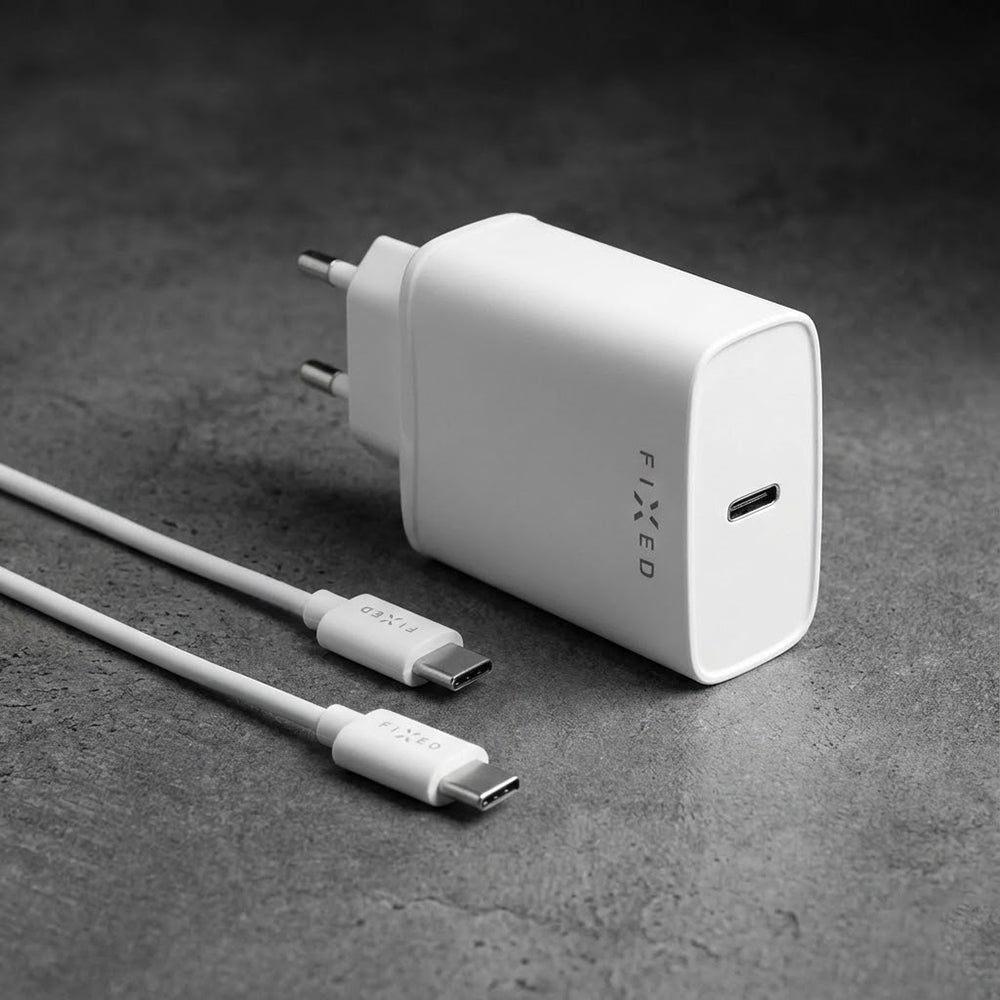 Chargeur réseau avec câble USB-C Fixed, 20W, 3A, 1 x USB-C, Blanc
