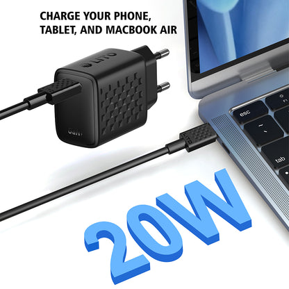 Chargeur réseau avec câble USB-C Lito LC13T, 20W, 3A, 1 x USB-C, Noir