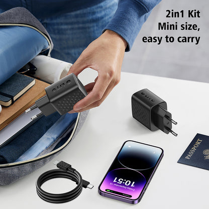 Chargeur réseau avec câble USB-C Lito LC13T, 20W, 3A, 1 x USB-C, Noir