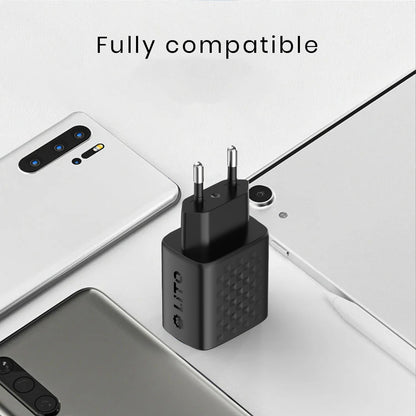 Chargeur réseau avec câble USB-C Lito LC15T, 20W, 3A, 1 x USB-A - 1 x USB-C, Noir