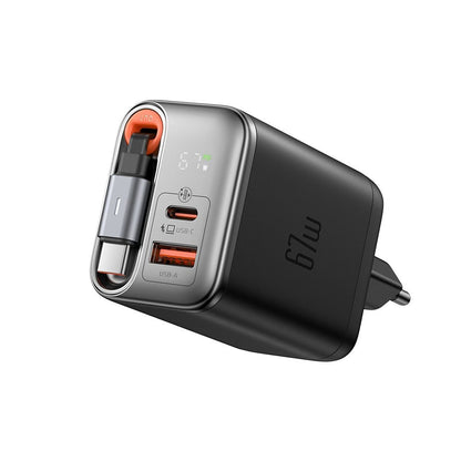 Chargeur réseau avec câble USB-C McDodo CH-4100 FreeGo Display, 67W, 3.35A, 1 x USB-A - 1 x USB-C, Noir