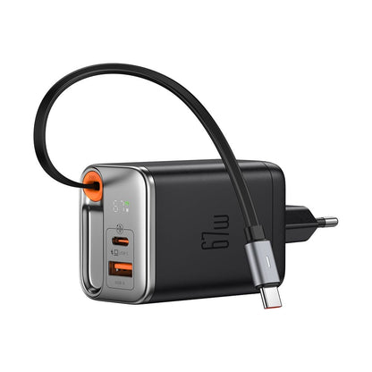 Chargeur réseau avec câble USB-C McDodo CH-4100 FreeGo Display, 67W, 3.35A, 1 x USB-A - 1 x USB-C, Noir