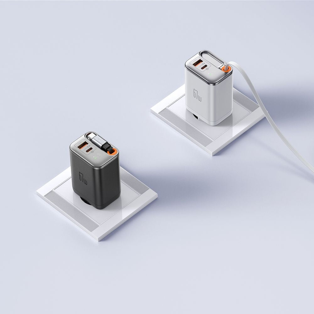 Chargeur Réseau avec Câble USB-C McDodo CH-4103 FreeGo Display, 67W, 3.35A, 1 x USB-A - 1 x USB-C, Blanc