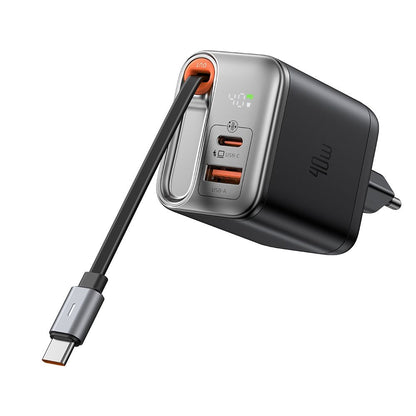 Chargeur réseau avec câble USB-C McDodo CH-4281 FreeGo Display, 40W, 3A, 1 x USB-A - 1 x USB-C, Noir