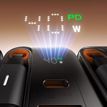 Chargeur réseau avec câble USB-C McDodo CH-4281 FreeGo Display, 40W, 3A, 1 x USB-A - 1 x USB-C, Noir