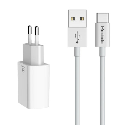 Chargeur Réseau avec Câble USB-C McDodo CH-6721 Offre, 12W, 2.4A, 2 x USB-A, Blanc