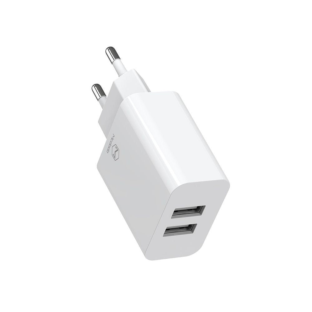Chargeur Réseau avec Câble USB-C McDodo CH-6721 Offre, 12W, 2.4A, 2 x USB-A, Blanc