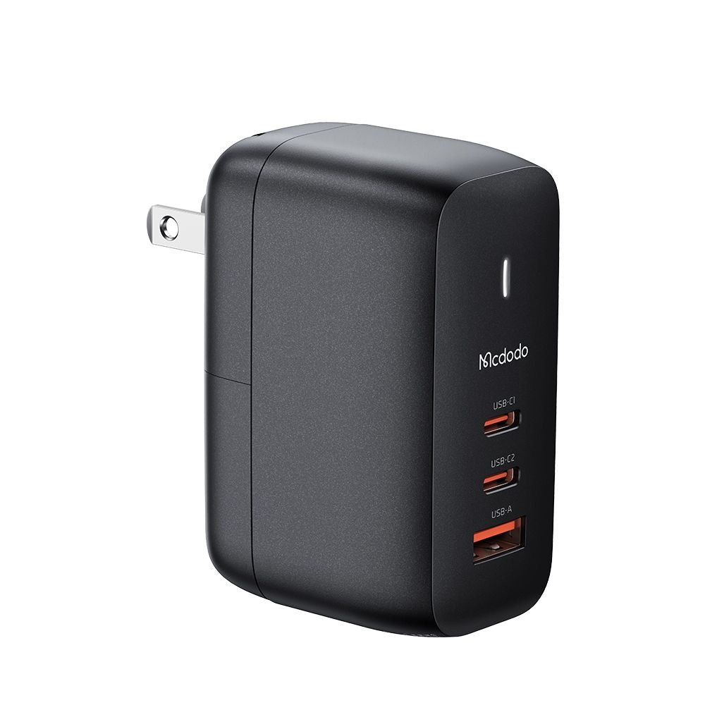 Chargeur réseau avec câble USB-C McDodo CH-8442 Mecha Travel, 65W, 5A, 1 x USB-A - 2 x USB-C, Noir