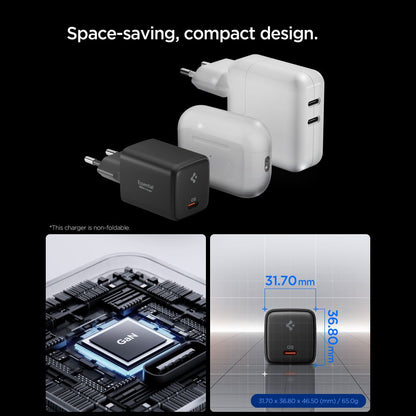 Chargeur Réseau avec Câble USB-C Spigen EE451EU Essential, 45W, 3A, 1 x USB-C, Noir ACH09474