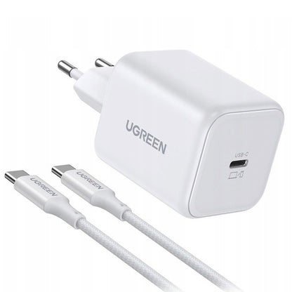 Chargeur secteur avec câble USB-C UGREEN X524 (65055), 45W, 3A, 1 x USB-C, Blanc