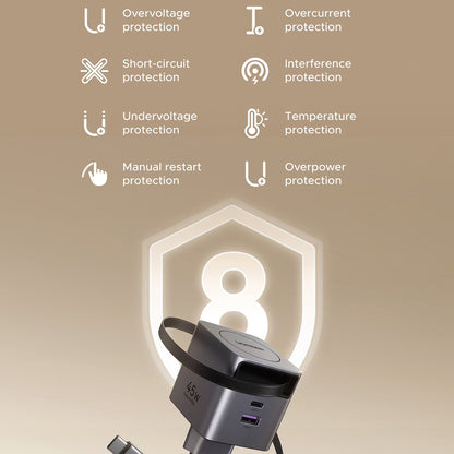 Chargeur réseau avec câble USB-C UGREEN X614, 45W, 3A, 1 x USB-A - 1 x USB-C, Gris