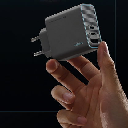Chargeur Réseau Cuktech, 65W, 3A, 1 x USB-A - 2 x USB-C, Gris CUKAD653EUGR