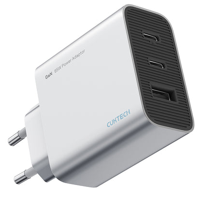 Chargeur secteur Cuktech, 65W, 3,25A, 1 x USB-A - 2 x USB-C, Blanc CUK0A15CEUSL
