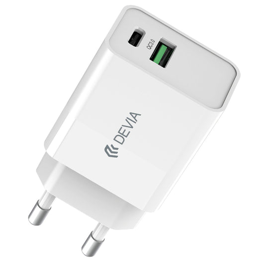 DEVIA RLC-389 Chargeur réseau, 30W, 3A, 1 x USB-A - 1 x USB-C, blanc 