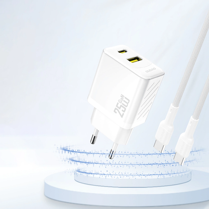 Chargeur Réseau Dudao A26T, 25W, 3A, 1 x USB-A - 1 x USB-C, Blanc