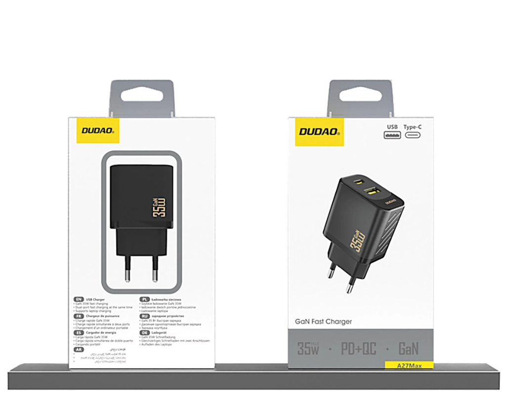 Chargeur secteur Dudao A27 Max, 35W, 1 x USB-A - 1 x USB-C, Noir