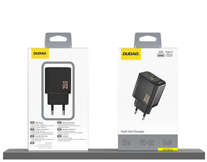 Chargeur secteur Dudao A27 Max, 35W, 1 x USB-A - 1 x USB-C, Noir