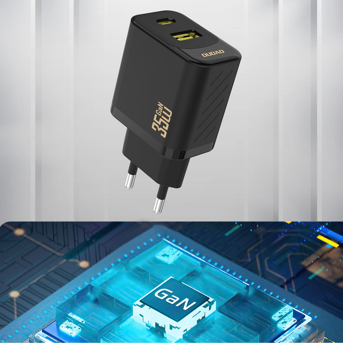 Chargeur secteur Dudao A27 Max, 35W, 1 x USB-A - 1 x USB-C, Noir