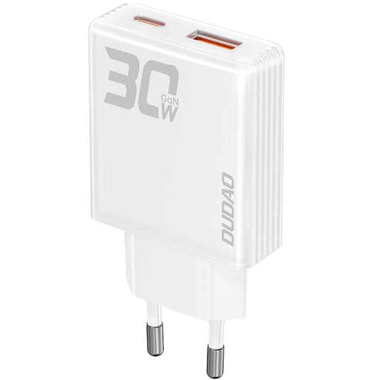 Chargeur réseau Dudao A30EU, 30W, 3A, 1 x USB-A - 1 x USB-C, blanc 