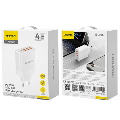 Chargeur réseau Dudao A5HEU, 20W, 3A, 1 x USB-C - 3 x USB-A, blanc 