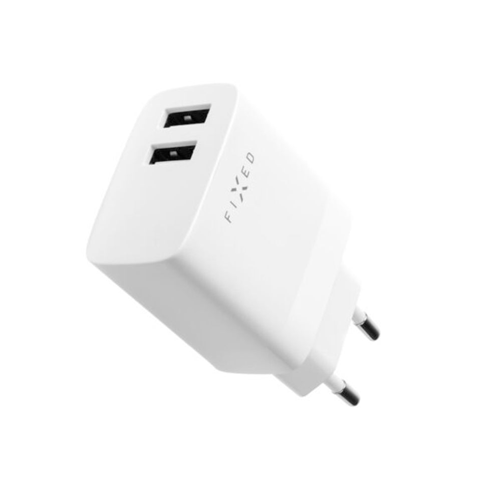 Chargeur Réseau Fixed, 17W, 3A, 2 x USB-A, Blanc