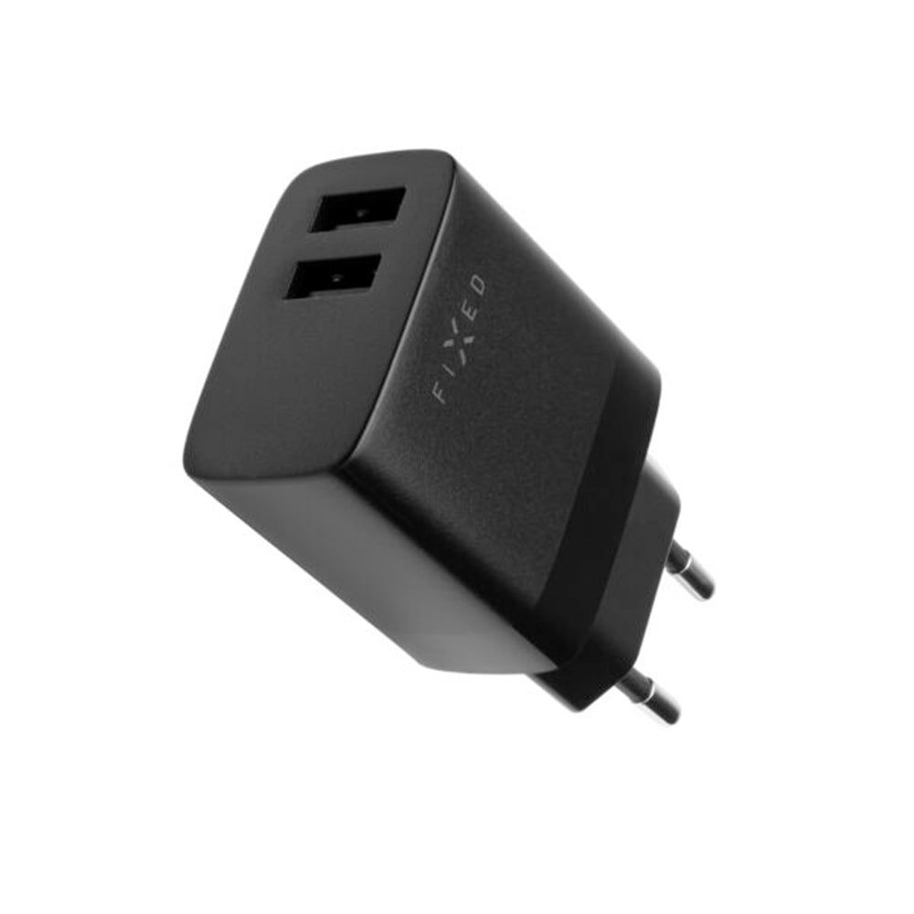 Chargeur Réseau Fixed, 17W, 3A, 2 x USB-A, Noir