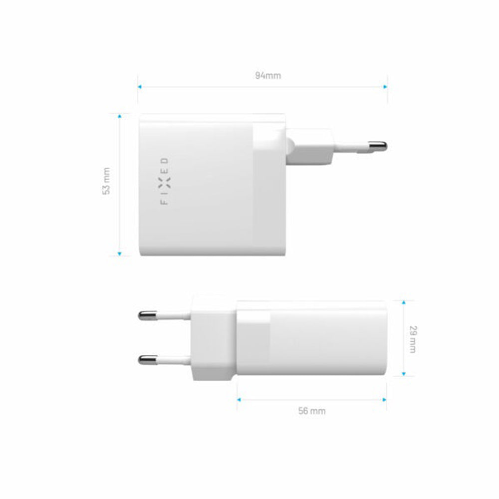 Chargeur Réseau Fixed, 65W, 3.25A, 2 x USB-C, Blanc