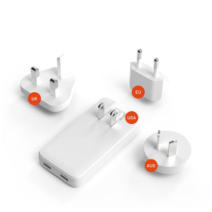 Chargeur Réseau Fixed Travel, 45W, 3A, 2 x USB-C, Blanc