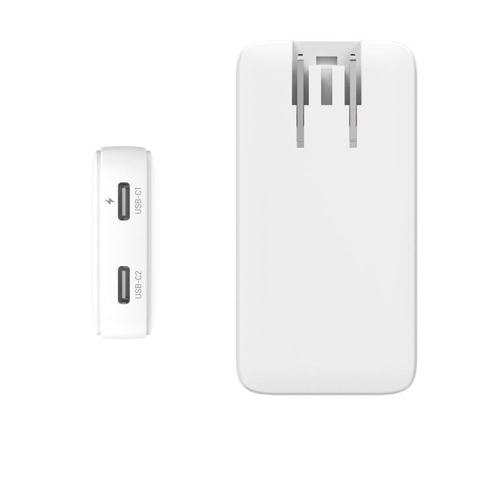 Chargeur Réseau Fixed Travel, 45W, 3A, 2 x USB-C, Blanc