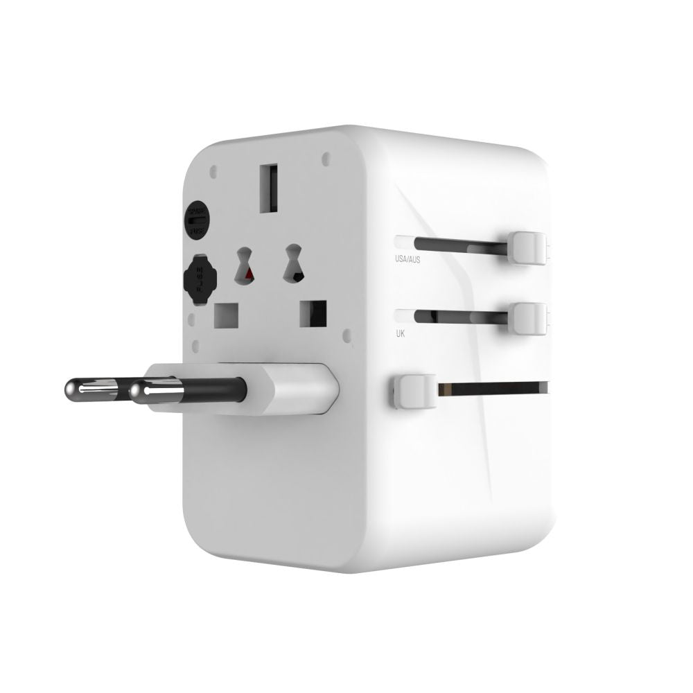 Chargeur Réseau Fixed Travel, 65W, 3.25A, 2 x USB-A - 3 x USB-C, Blanc