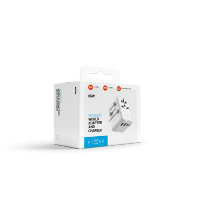 Chargeur Réseau Fixed Travel, 65W, 3.25A, 2 x USB-A - 3 x USB-C, Blanc