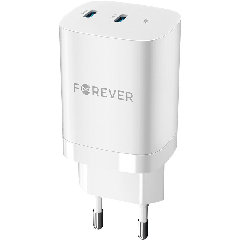 Chargeur Réseau Forever TC-05-35CC, 35W, 3A, 2 x USB-C, Blanc