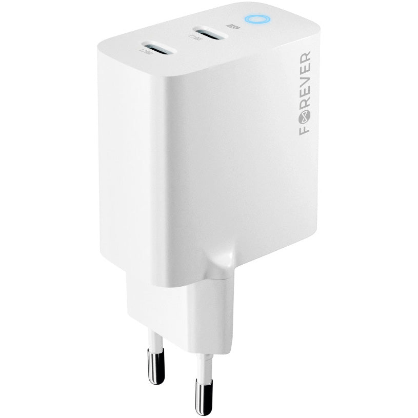 Chargeur réseau Forever TC-06-65CC, 65W, 3,25A, 2 x USB-C, blanc 