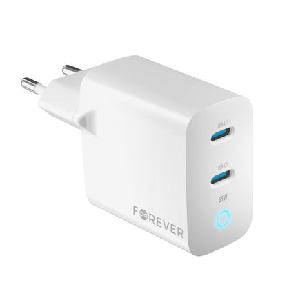 Chargeur réseau Forever TC-06-65CC, 65W, 3,25A, 2 x USB-C, blanc 